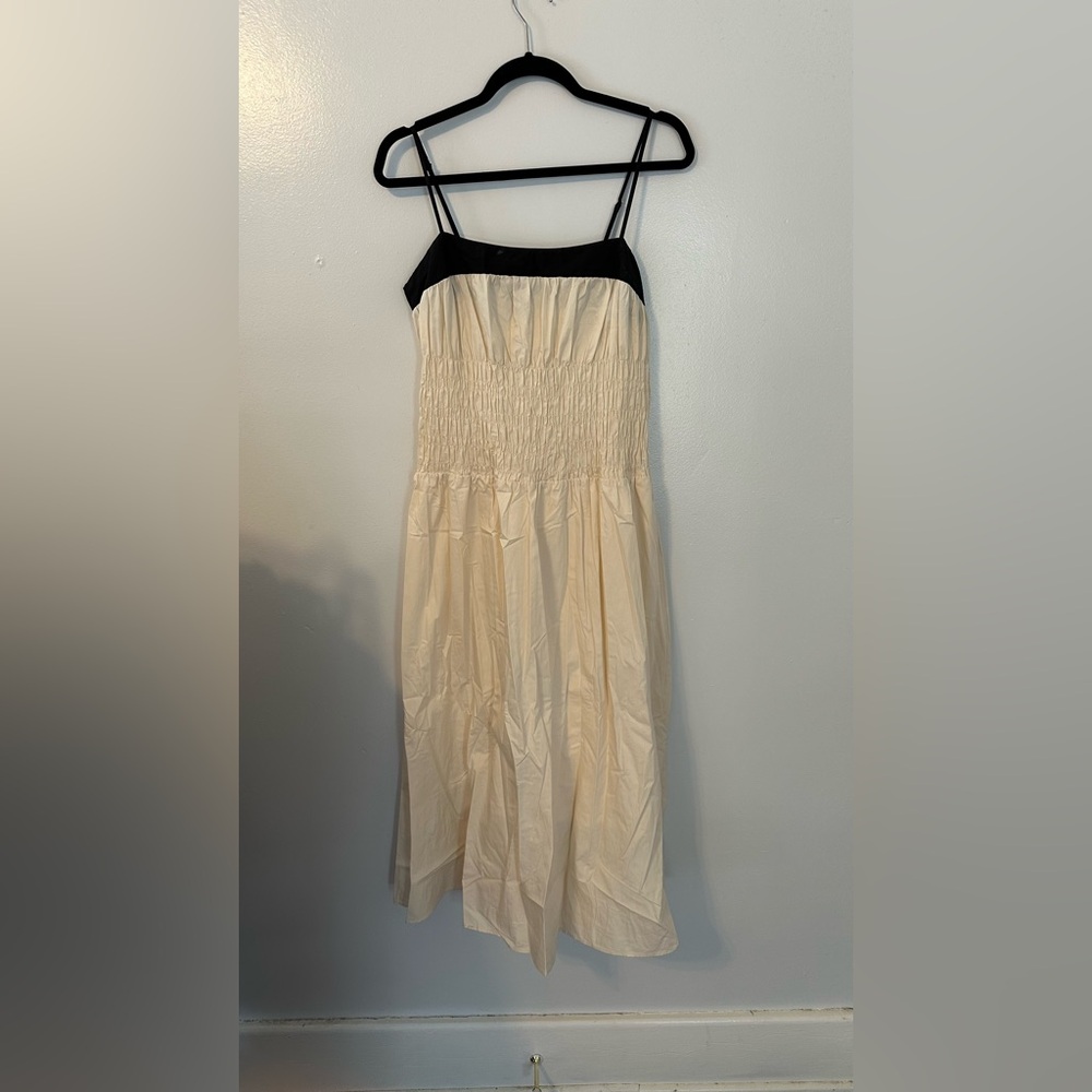 Moon River Strapless Cream and Black Dress